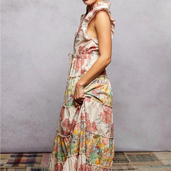 Pol Ruffle Tiered Floral Boho Maxi DRESS WOMEN’s size medium mix prints NEW - Picture 5 of 10